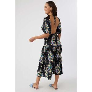 O'neill Womens Open Back Floral Alta Midi Dress Black Black Small Whimsigoth Y2K